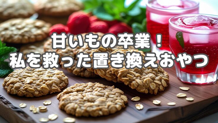 オートミールスイーツや赤紫蘇ドリンクなど甘くない健康的な代替おやつの盛り合わせ